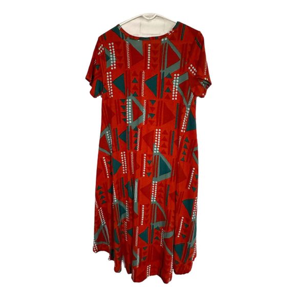 LulaRoe Orange and Teal Carly Dress, Medium, Pre-owned - Picture 2 of 6